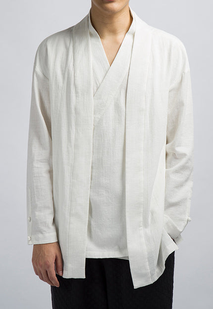 Plus Size Fake Two-piece Coat Linen Fashion Top