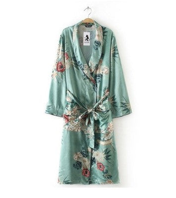 Printed gown and kimono cardigan