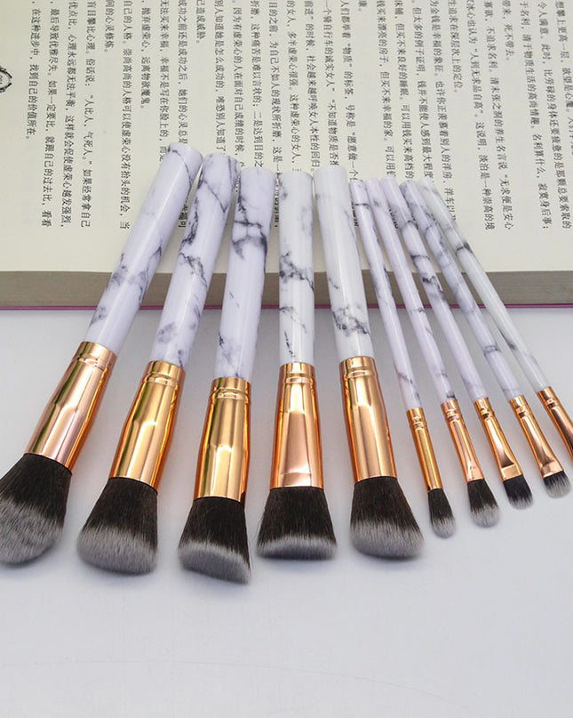 15 Marbled Design Makeup Brushes Set