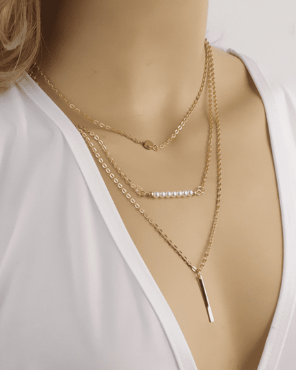Double-layer Triangle Necklace Multi-layer Clavicle Chain - Vibes Harmony
