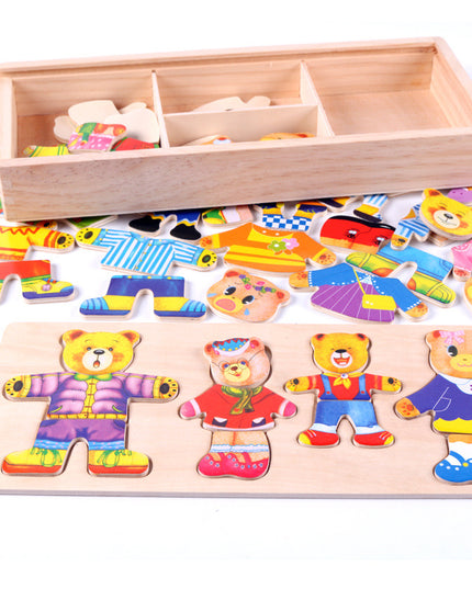 Baby puzzle blocks, bear dressing and matching toys - Vibes Harmony