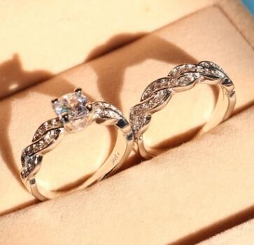 New set of rings wedding ring set men and women couple ring jewelry - Vibes Harmony