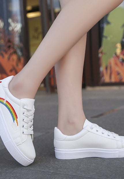 Rainbow white shoes women - Vibes Harmony