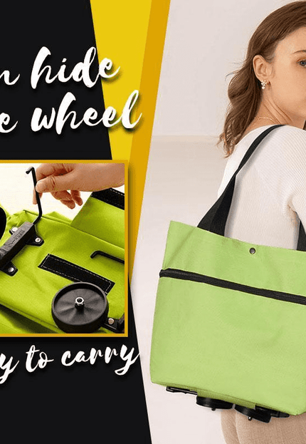 2 in 1 Foldable Shopping Cart with Wheels Premium Oxford Fabric Multifunction Shopping Bag Organizer High Capacity - Vibes Harmony