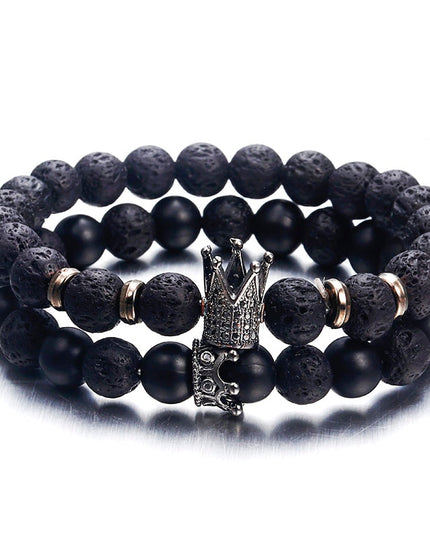 European and American fashion micro inlaid zircon crown bracelet volcanic stone acrylic bracelet - Vibes Harmony