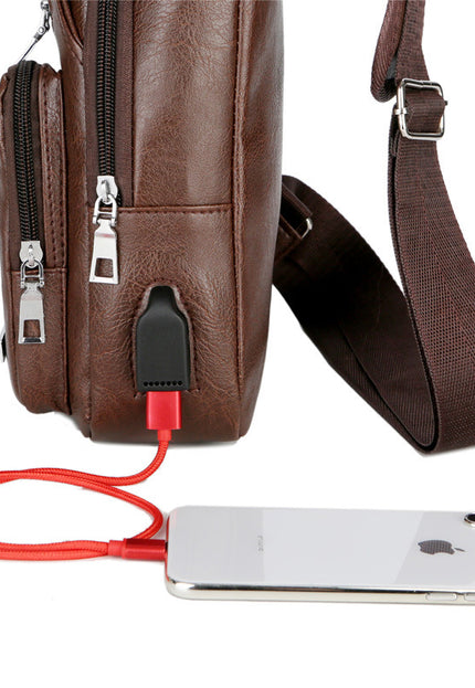 USB Portable Charging Chest Bag Messenger Bag