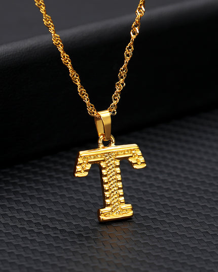26 letters gold-plated pendant necklace