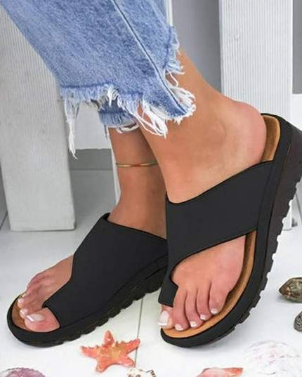 Women Slippers Flat Sole Casual Soft Big Toe Foot Sandal - Vibes Harmony