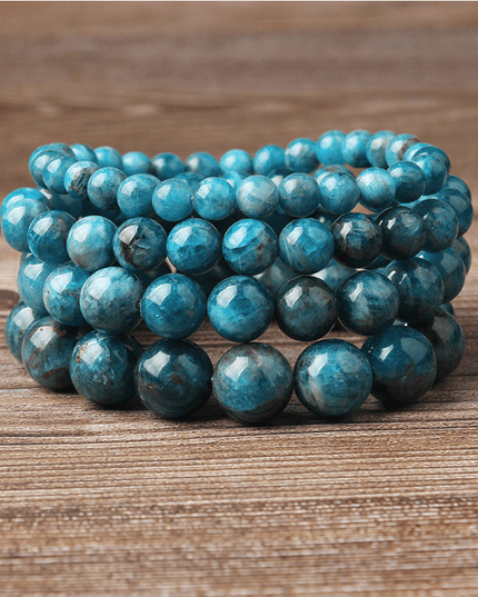 Natural Blue Apatite Bracelets Are Suitable For Men And Women To Wear Elastic Beaded Jewelry - Vibes Harmony