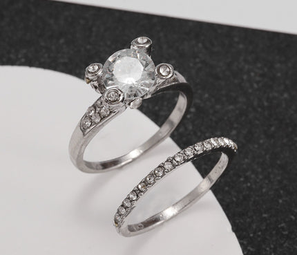 Double Stackable Set Rings 2Pcs For Women Wedding Engagement Party Finger-rings Good Quality Statement Jewelry Hot Sale Huitan Double Stackable Set Rings 2Pcs For Women Wedding Engagement Pa - Vibes Harmony