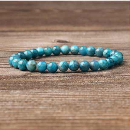 Natural Blue Apatite Bracelets Are Suitable For Men And Women To Wear Elastic Beaded Jewelry - Vibes Harmony