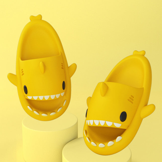 Adult's Slippers Indoor Outdoor Funny Shark Cartoon - Vibes Harmony