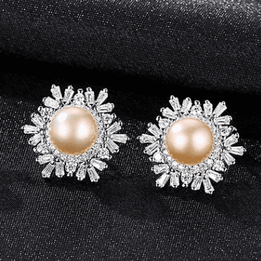 Sterling Silver Snowflake Stud Earrings Korean Gemstone Pearl Earrings Fashion Silver - Vibes Harmony