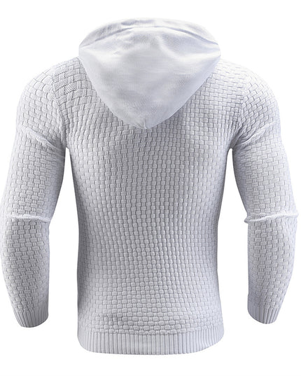 Men Hooded Sweater Solid Color Plaid Hoodies Male Elastic Hoodie - Vibes Harmony
