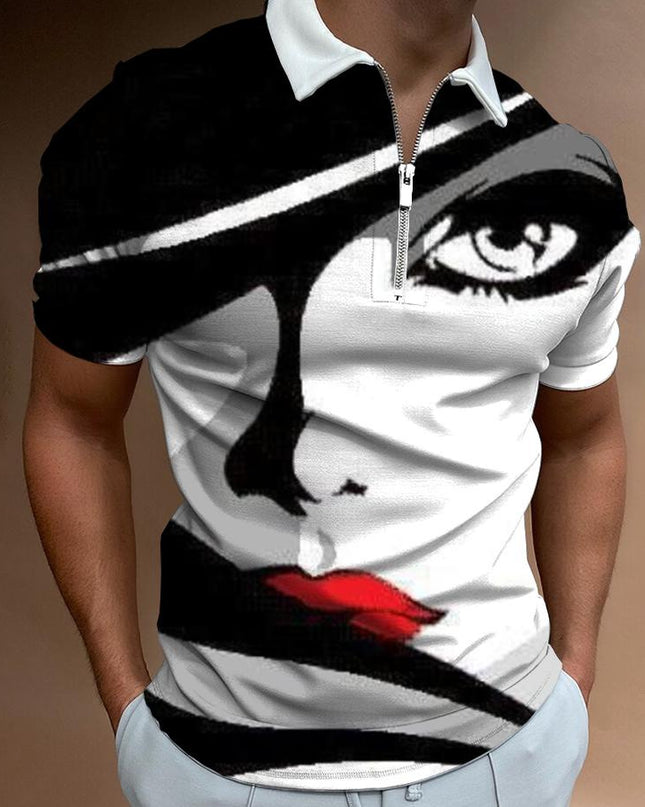 Shirts For Men Face Art Print Short Sleeve Tshirts Streetwear Mens - Vibes Harmony