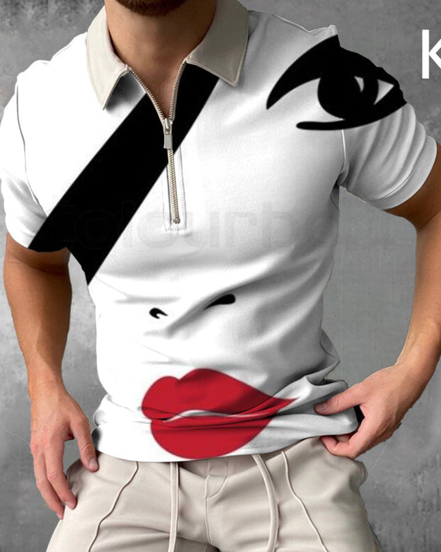 Shirts For Men Face Art Print Short Sleeve Tshirts Streetwear Mens