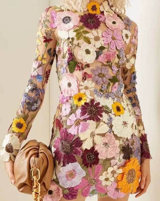 Summer Women's Sling Bag Buttock Perspective Dress Perspective Floral Skirt