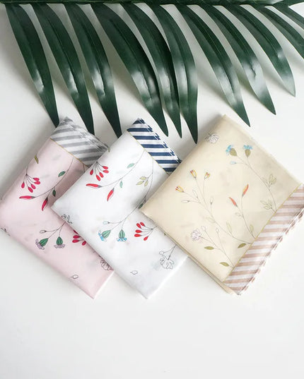 3Pcs 45x45cm Striped Flower Printed Cotton Women's Handkerchief Sweat Wiping Square Towel Party Gift