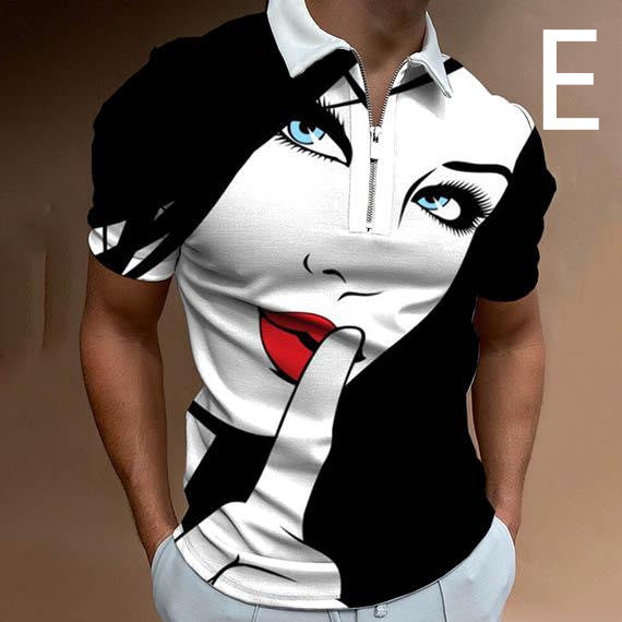 Shirts For Men Face Art Print Short Sleeve Tshirts Streetwear Mens - Vibes Harmony
