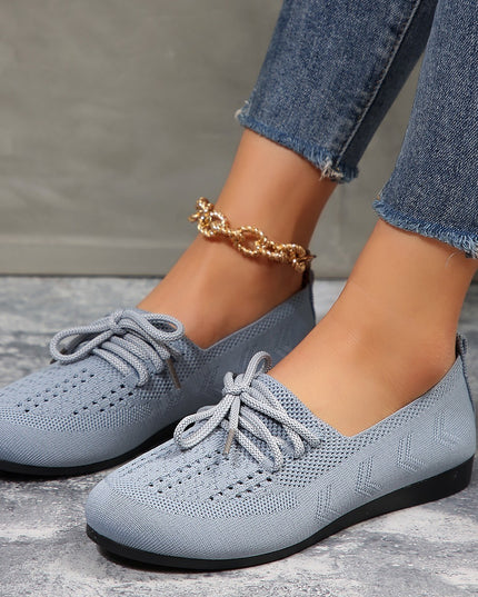 Lace-up Flats Women Fashion Breathable Lazy Mesh Shoes - Vibes Harmony