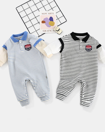 Baby Onesies Striped Male Baby Newborn Clothes Baby Autumn Clothes - Vibes Harmony